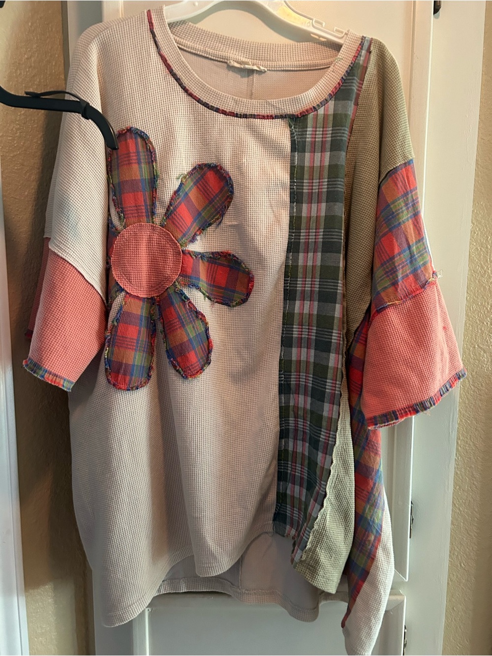 Women’s ' Cream Patchwork Floral Plaid Top by Blue Velvet